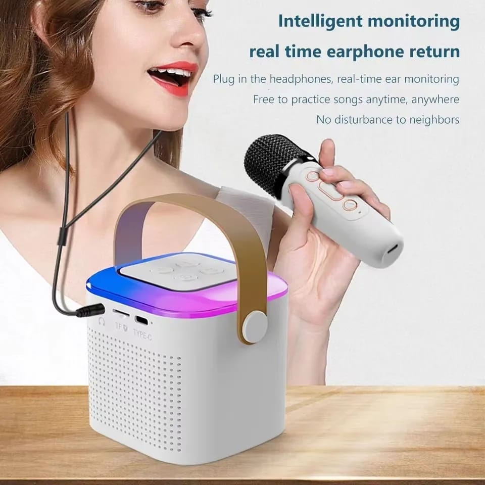 Mini Mic Subwoofer Portable Karaoke Machine Adults kids Bluetooth Speaker